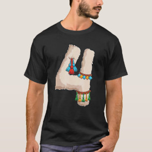 Llama Vierter 4. Geburtstag Vier 4 Jahre Alt A T-Shirt