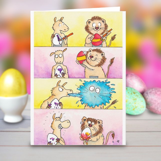 Llama VS Lion Easter 2 Grußkarte von N. Janes Karte (Von Creator hochgeladen)