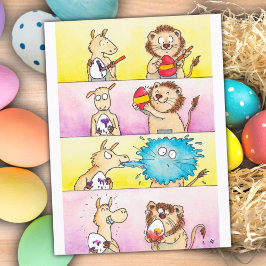 Llama VS Lion Ostern 2 Postkarte von N. Janes