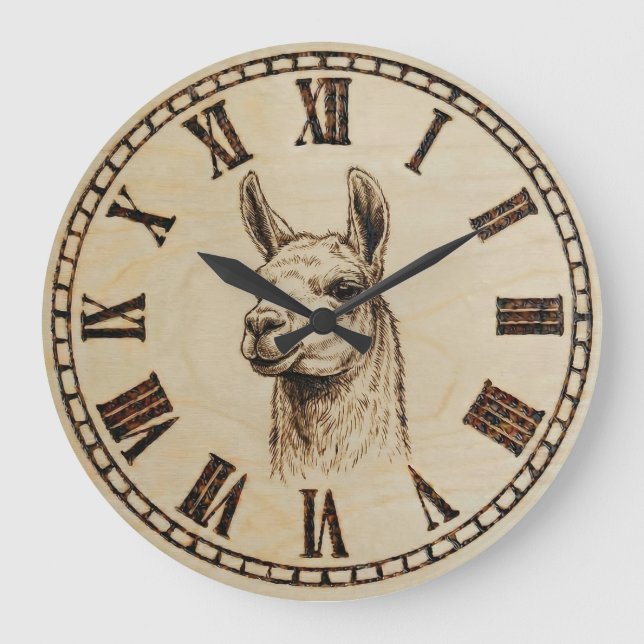 Llama Wall Clock Große Wanduhr (Vorderseite)