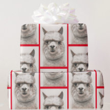 Llama Watercolor Wrapping Paper Alpaca lächelt