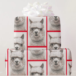 Llama Watercolor Wrapping Paper Alpaca lächelt Geschenkpapier