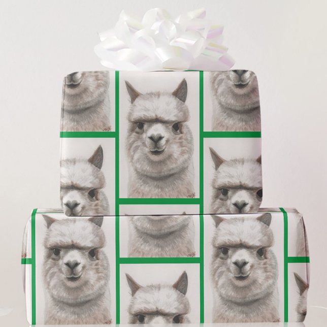 Llama Watercolor Wrapping Paper Alpaca lächelt Geschenkpapier (Von Creator hochgeladen)