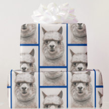 Llama Watercolor Wrapping Paper Alpaca lächelt