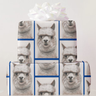 Llama Watercolor Wrapping Paper Alpaca lächelt Geschenkpapier