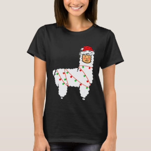 Llama-Weihnachtsbaum-Verzierung Santa-Hut Weihnach T-Shirt