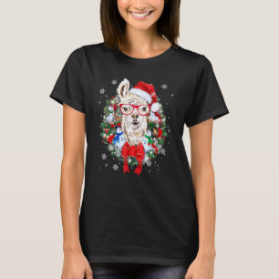 Llama-Weihnachtskranz-Ornament-Schmuck Xmas Pa T-Shirt