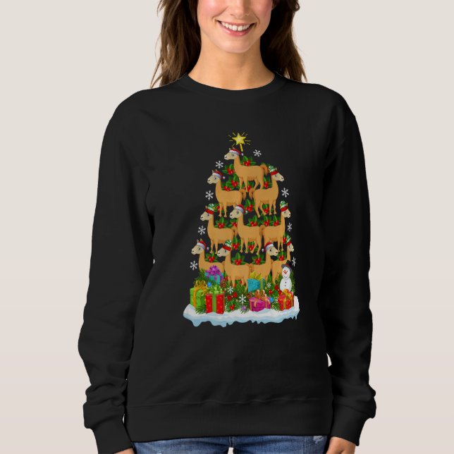 Llama  Xmas Holiday  Llama Christmas Tree Sweatshirt (Vorderseite)