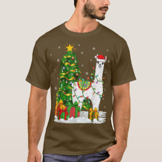 Llama Xmas Tree Family Matching Santa Alpaca Chris T-Shirt