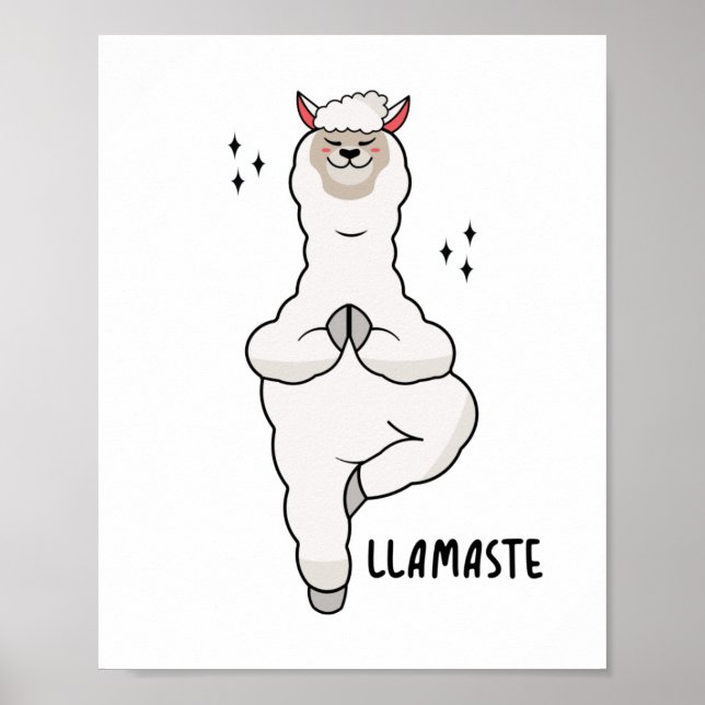 Llama-Yoga-Haltung mit Llamaste Poster (Vorne)