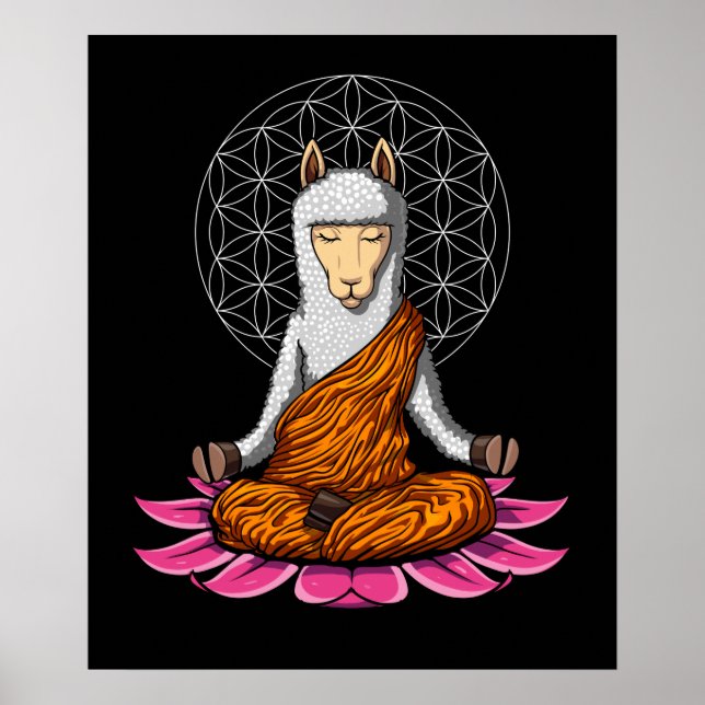 Llama Yoga Zen Alpaca Medizin Tier Poster (Vorne)