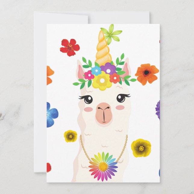 Llamacorn Blank Invitation 5x 7 Karte (Vorderseite)
