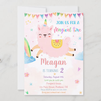 Llamacorn Geburtstagseinladung Magischer Geburtsta Einladung