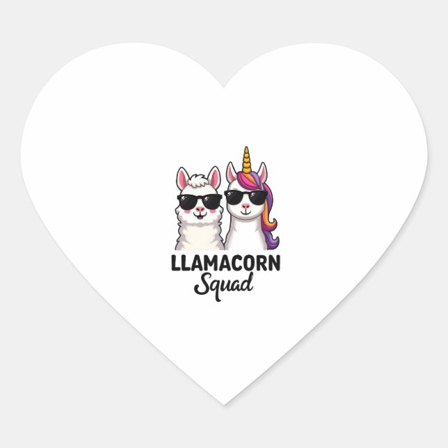 Llamacorn Squad Funny Unicorn Llama Squad Christma Herz-Aufkleber (Vorderseite)
