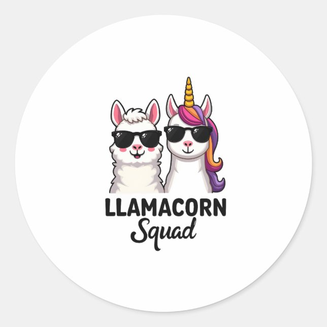 Llamacorn Squad Funny Unicorn Llama Squad Christma Runder Aufkleber (Vorderseite)