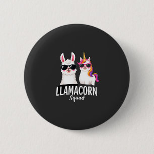 Llamacorn-Truppe Lustiges Einhorn Llama-Truppe Wei Button