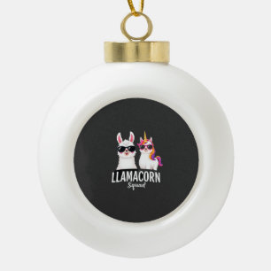 Llamacorn-Truppe Lustiges Einhorn Llama-Truppe Wei Keramik Kugel-Ornament