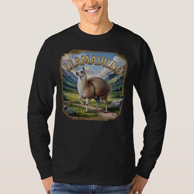 Llamadillo Fotografischer Combo Kreatur Funny T-Shirt (Vorderseite)