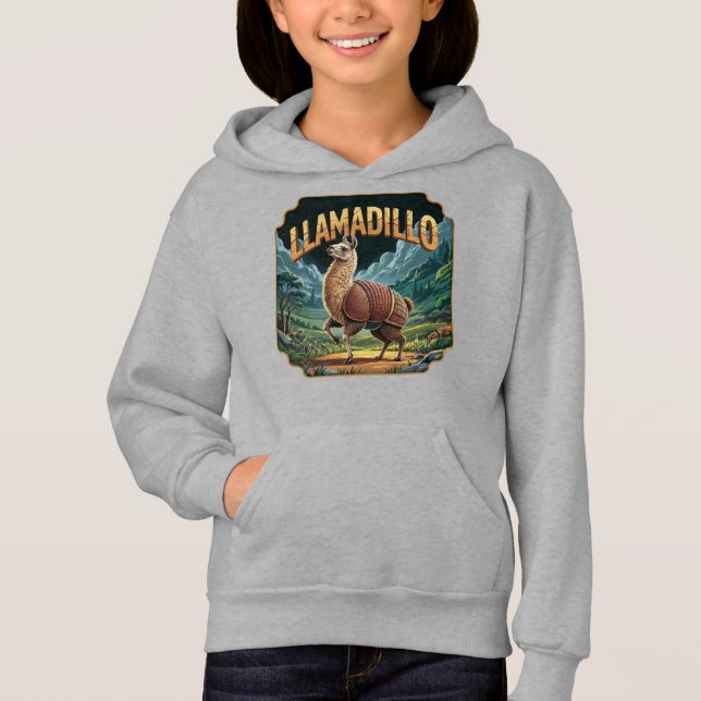 Llamadillo Illustration Combo Creature Funny Hoodie (Vorderseite)