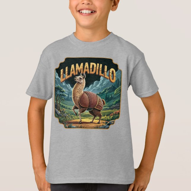 Llamadillo Illustration Combo Creature Funny T-Shirt (Vorderseite)