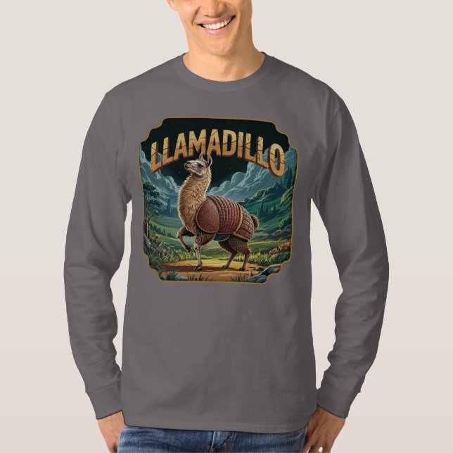 Llamadillo Illustration Combo Creature Funny T-Shirt (Vorderseite)