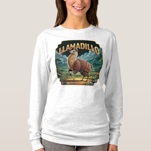 Llamadillo Illustration Combo Creature Funny T-Shirt (Vorderseite)