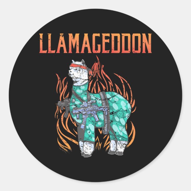 Llamageddon Alpaca Llama Lover Runder Aufkleber (Vorderseite)