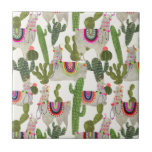 Llamarama Collection Muster Fliese<br><div class="desc">Genießen Sie dieses kreative Lama-Muster auf einem Produkt oder einem Wallart-Stück, um die Welt um Sie herum zu erweitern und zu erweitern. Künstlerin: Victoria Borges</div>
