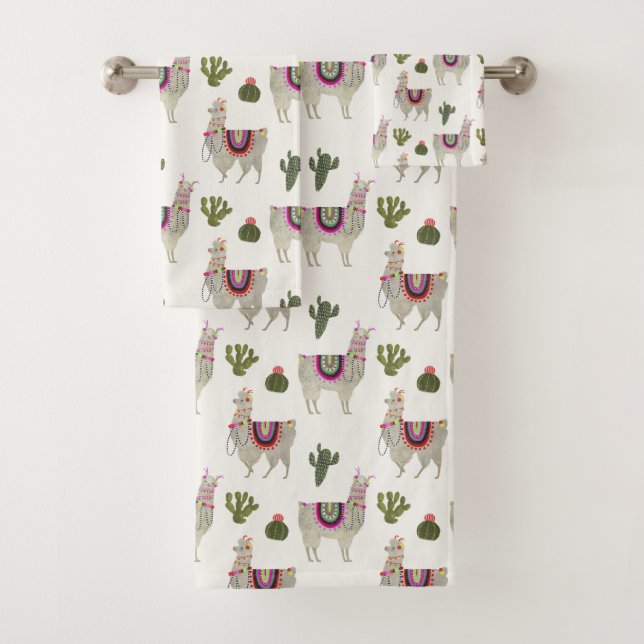 Llamarama Collection | Niedlich Lllamas Badhandtuch Set (Insitu)