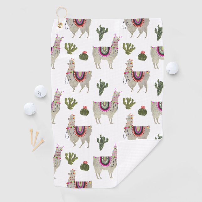 Llamarama Collection | Niedlich Lllamas Golfhandtuch (Insitu)