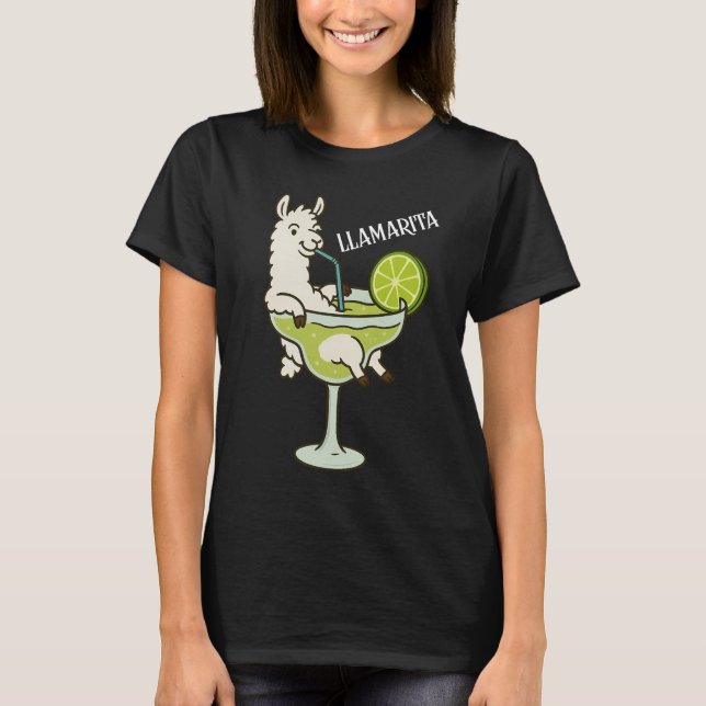 Llamarita Llama in Margarita Glass T-Shirt (Vorderseite)