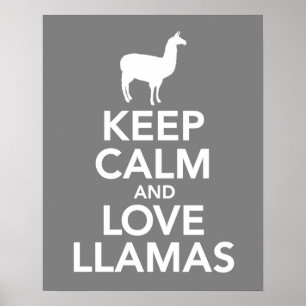 Llamas-Druck oder -Poster behalten und Liebe Llama Poster