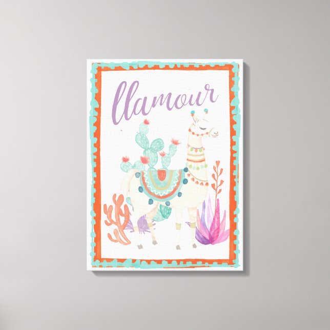 Llamas II Llamour Leinwanddruck (Vorderseite)