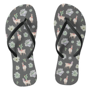 Llamas in der Wüste mit Kakteen und Amaryllis Flip Flops