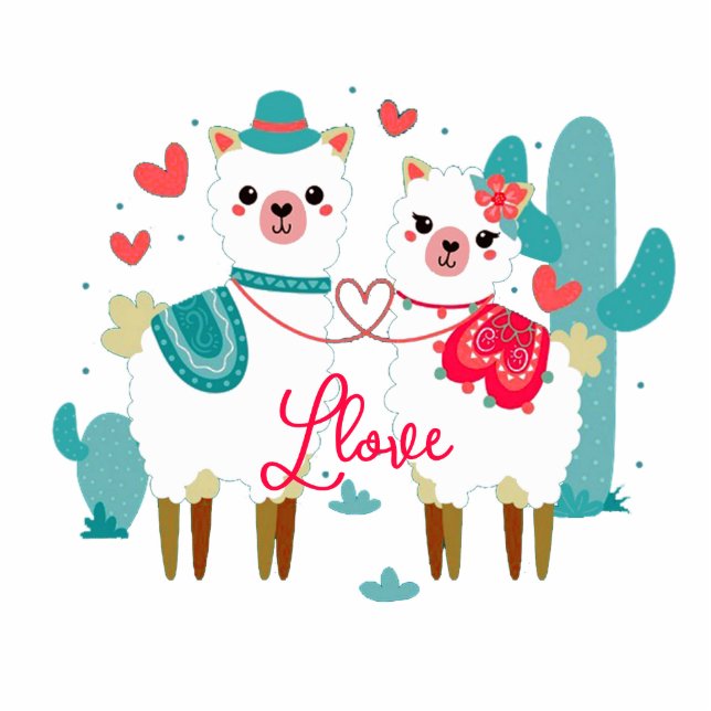 Llamas in Llove-Magnet Fotoskulptur Magnet (Vorne)