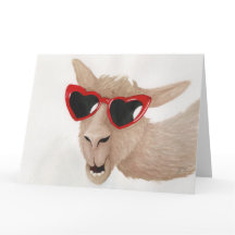 Llamas in Shades: Februar Grußkarte 8.5"x11"