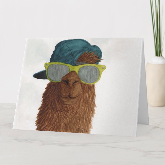 Llamas in Shades: June Grußkarte 8.5"x11" Dankeskarte (Vorderseite)