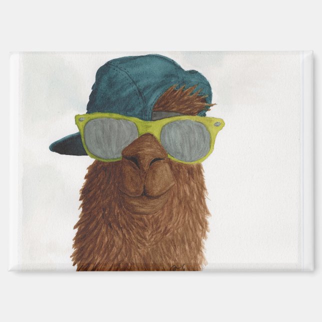 Llamas in Shades: June Magnet 3.5"x2.5" (Vorderseite)