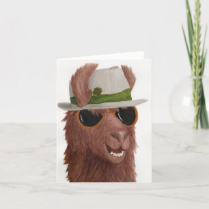 Llamas in Shades: März Grußkarte 4"x5.6" Feiertagskarte