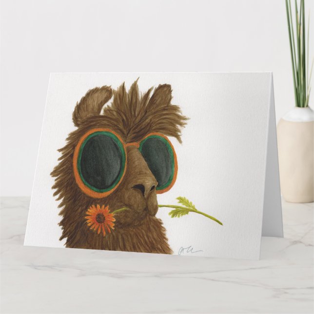 Llamas in Shades: May Grußkarte 8.5"x11" Dankeskarte (Vorderseite)