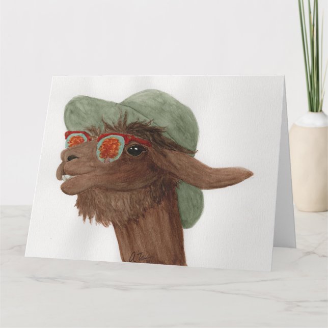 Llamas in Shades: November Grußkarte 8.5"x11" Dankeskarte (Vorderseite)