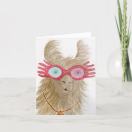 Llamas in Shades: Oktober Grußkarte 4"x5,6" Feiertagskarte