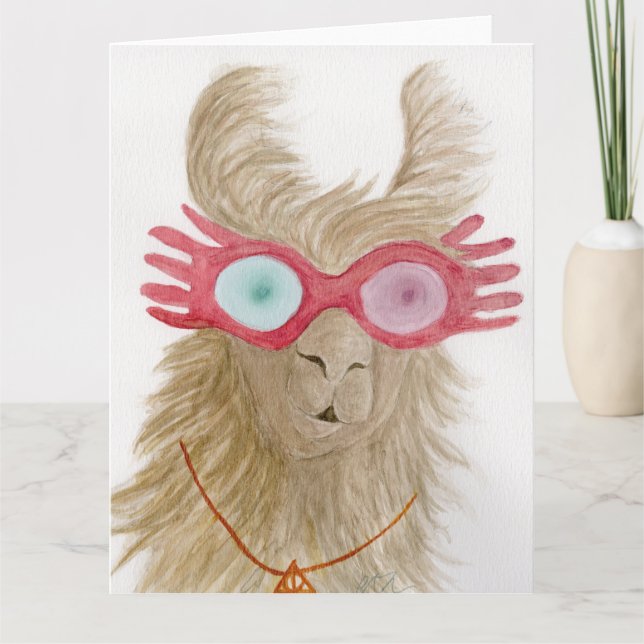 Llamas in Shades: Oktober Grußkarte 8.5"x11" Dankeskarte (Vorderseite)