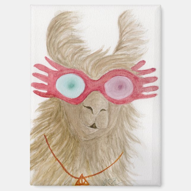 Llamas in Shades: Oktober Magnet 2.5"x3.5" (Vorderseite)