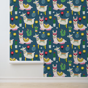 Llamas in Sonnenbrillen Muster Tapete