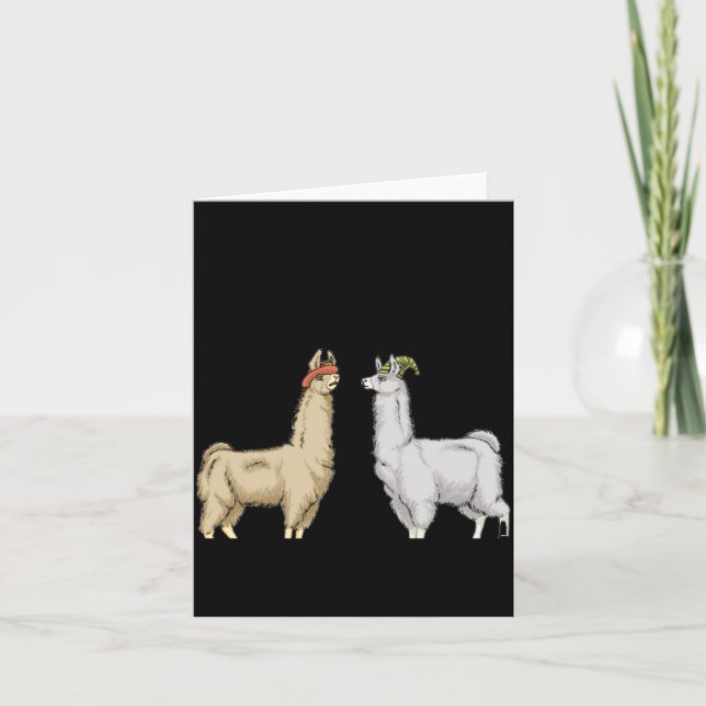 Llamas mit Hüten Carl  Karte (Vorderseite)