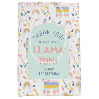 Llamas & Rainbows Fiesta Geburtstagsparty Danke Mittlere Geschenktüte