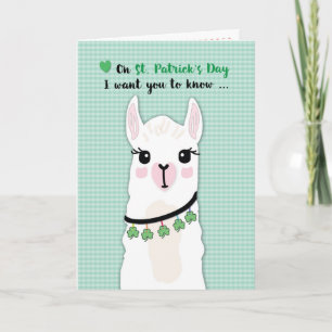 Llamas St. Patricks Day Kleeblatts Karte