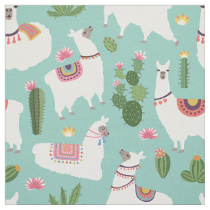 Llamas und Cactus Stoff