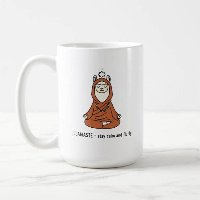 "Llamaste - bleib ruhig und flauschig" Kaffeetasse (Links)